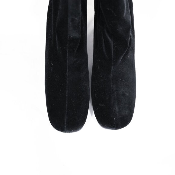 Robert Clergerie Size 6.5 Velvet Pull on Square Toe Block Heel Boots - Picture 5 of 9